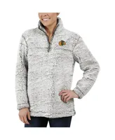 Women's G-iii 4Her by Carl Banks Gray Chicago Blackhawks Sherpa Quarter-Zip Pullover Jacket