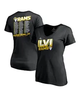 Women's Fanatics Black Los Angeles Rams Super Bowl Lvi Bound Tilted Roster V-Neck T-shirt