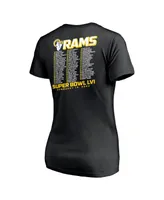 Women's Fanatics Black Los Angeles Rams Super Bowl Lvi Bound Tilted Roster V-Neck T-shirt