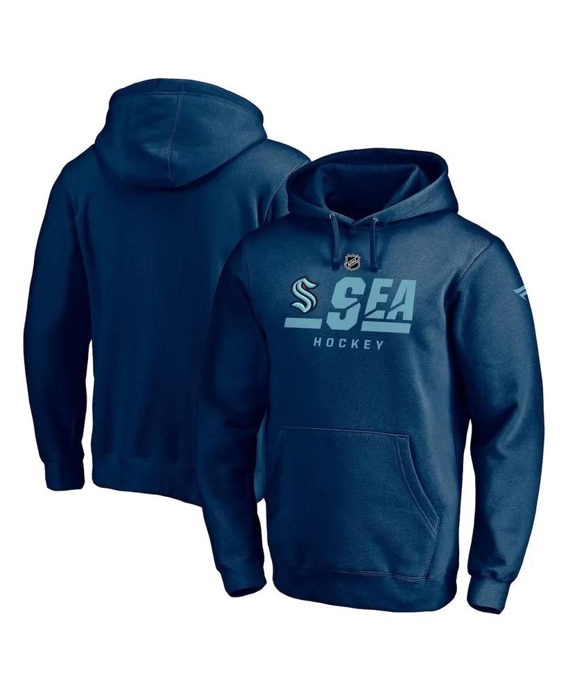 Men's Fanatics Navy Seattle Kraken Authentic Pro Secondary Logo Pullover Hoodie