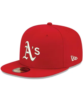 Men's New Era Red Oakland Athletics Logo White 59FIFTY Fitted Hat
