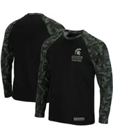 Men's Black Michigan State Spartans Oht Military Appreciation Camo Raglan Long Sleeve T-shirt