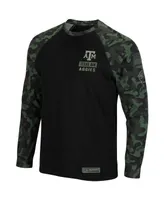 Men's Black Texas A&M Aggies Oht Military-Inspired Appreciation Camo Raglan Long Sleeve T-shirt