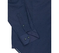 Men's Regular Fit Non-Iron Dot-Print Performance Stretch Dress Shirt