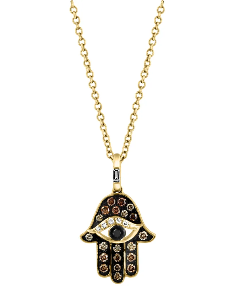 Effy Multicolor Diamond Hamsa Hand 18" Pendant Necklace (1/4 ct. t.w.) in 14k Gold
