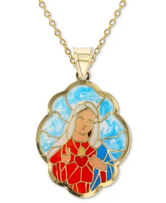 Enamel Mary 18" Pendant Necklace in 14k Gold