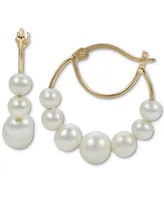 Cultured Freshwater Pearl (4 - 6-1/2mm) Graduated Hoop Earrings