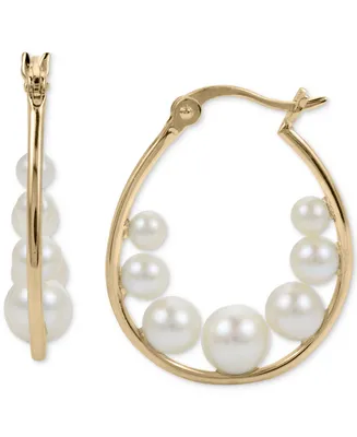 Cultured Freshwater Pearl (3-6mm) Hoop Earrings 14k Gold-Plated Sterling Silver