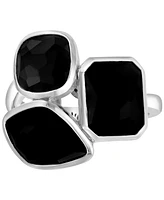 Effy Onyx Triple Stone Statement Ring in Sterling Silver