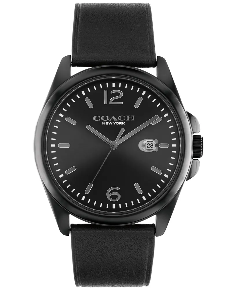 Coach Men's Greyson Black Leather Strap Watch 41mm