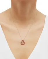 Ruby (5/8 ct. tw.) & Diamond (1/10 ct.tw.) Double Heart 18" Pendant Necklace in 14k Gold