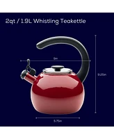 Circulon Enamel on Steel 2-Qt. Whistling Teakettle with Flip-Up Spout