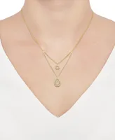 Cubic Zirconia Circle & Teardrop Layered 18" Pendant Necklace in 14k Gold-Plated Sterling Silver - Gold