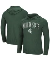 Men's Colosseum Heathered Green Michigan State Spartans Big and Tall Wingman Raglan Hoodie T-shirt