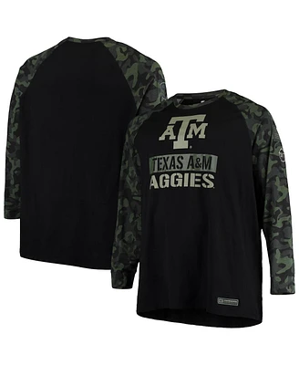 Men's Colosseum Black, Camo Texas A&M Aggies Oht Military-Inspired Appreciation Big and Tall Raglan Long Sleeve T-shirt