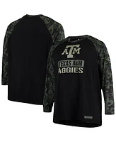 Men's Colosseum Black, Camo Texas A&M Aggies Oht Military-Inspired Appreciation Big and Tall Raglan Long Sleeve T-shirt