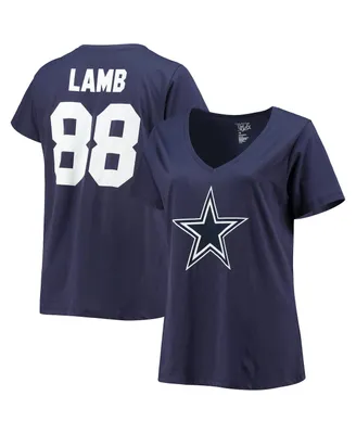 Women's Fanatics CeeDee Lamb Navy Dallas Cowboys Plus Name and Number V-Neck T-shirt