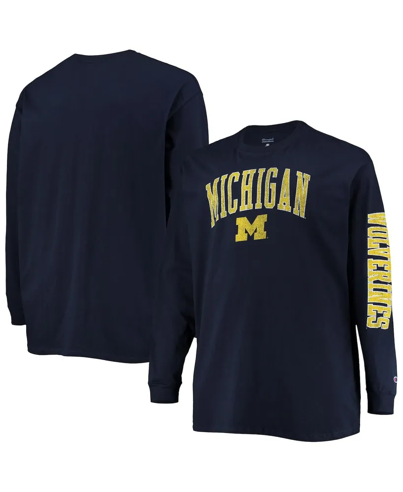 Men's Champion Navy Michigan Wolverines Big and Tall 2-Hit Long Sleeve T-shirt