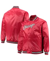 Men's Mitchell & Ness Red Chicago Bulls Big and Tall Hardwood Classics Raglan Satin Full-Snap Jacket