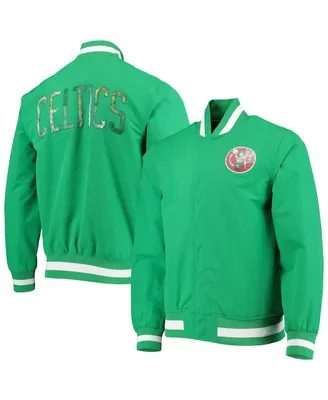 Men's Boston Celtics Kelly Green Mitchell & Ness Hardwood Classics 75th Anniversary Authentic Warmup Full-Snap Jacket