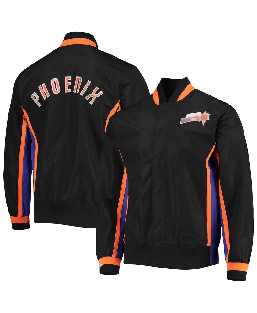 Men's Phoenix Suns Black Mitchell & Ness Hardwood Classics 75th Anniversary Authentic Warmup Full-Snap Jacket