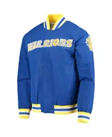 Men's Golden State Warriors Royal Mitchell & Ness Hardwood Classics 75th Anniversary Authentic Warmup Full-Snap Jacket