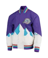 Men's Utah Jazz Purple Mitchell & Ness Hardwood Classics 75th Anniversary Authentic Warmup Full-Snap Jacket