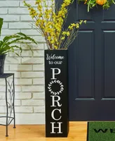 Glitzhome 30" Double Sided Solid Boxed 'Welcome to our Porch' Porch Sign