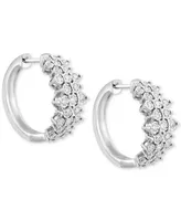 Effy Diamond Cluster Hoop Earrings (1 ct. t.w.) 14k White Gold (Also available Two-Tone Gold)