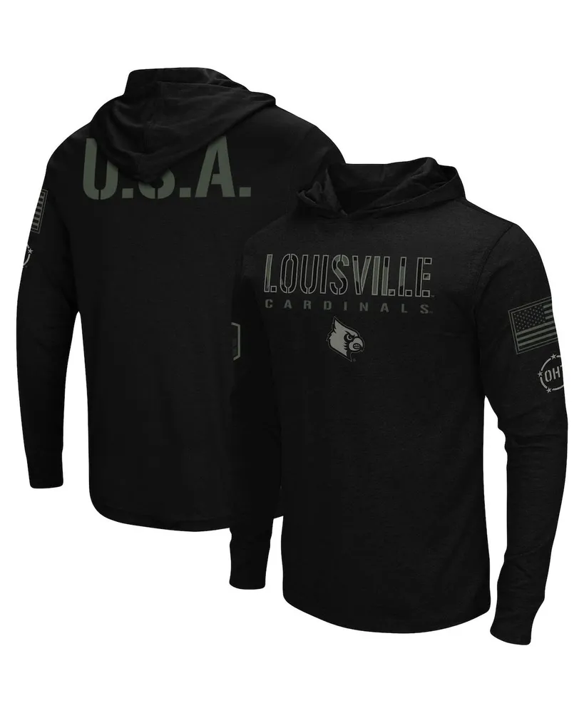 Men's Black Louisville Cardinals Oht Military-Inspired Appreciation Hoodie Long Sleeve T-shirt