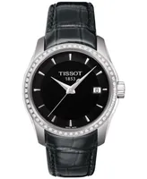 Tissot Women's Swiss Couturier Diamond (1/3 ct. t.w.) Black Leather Strap Watch 32mm