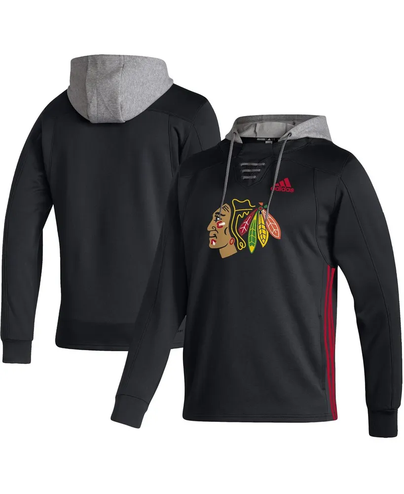 Men's adidas Black Chicago Blackhawks Skate Lace Aeroready Pullover Hoodie