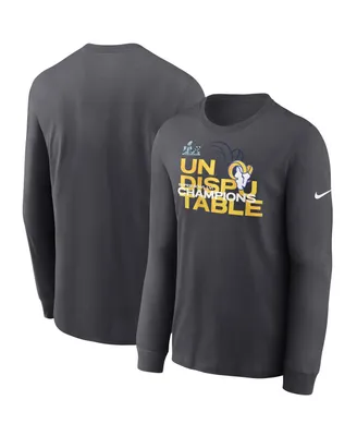 Men's Nike Anthracite Los Angeles Rams Super Bowl Lvi Champions Slogan Long Sleeve T-shirt