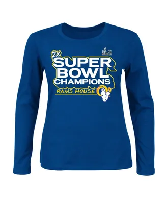 Women's Fanatics Royal Los Angeles Rams Super Bowl Lvi Champions Parade Long Sleeve Scoop Neck Plus Size T-shirt