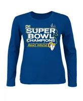 Women's Fanatics Royal Los Angeles Rams Super Bowl Lvi Champions Parade Long Sleeve Scoop Neck Plus Size T-shirt