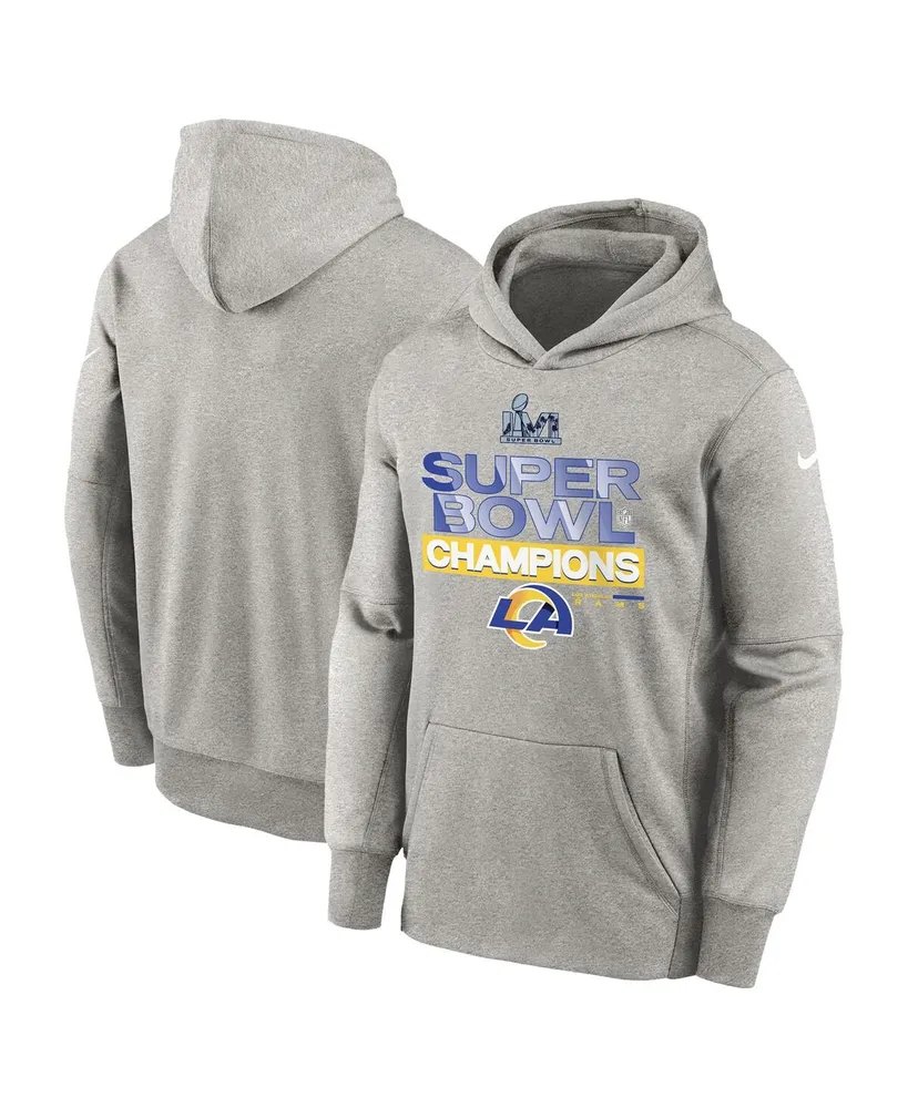 Big Boys Nike Heather Gray Los Angeles Rams Super Bowl Lvi Champions Locker Room Trophy Collection Pullover Hoodie