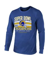 Men's Majestic Threads Royal Los Angeles Rams Super Bowl Lvi Champions Tri-Blend Long Sleeve T-shirt