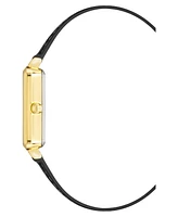 Anne Klein Women's Watch in Black Faux Leather with Gold-Tone Lugs, 24x36.3mm