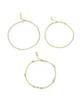 Ettika Dainty 18K Gold Plated Chain Anklet Set - Gold