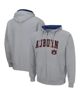 Men's Colosseum Heathered Gray Auburn Tigers Arch and Logo 3.0 Full-Zip Hoodie