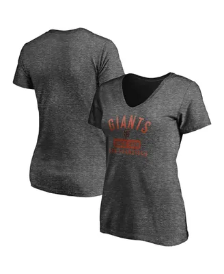 Women's Fanatics Heathered Charcoal San Francisco Giants Old Time Favorite V-Neck T-shirt