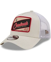 Men's New Era Khaki, White Arizona Cardinals Happy Camper A-Frame Trucker 9FORTY Snapback Hat