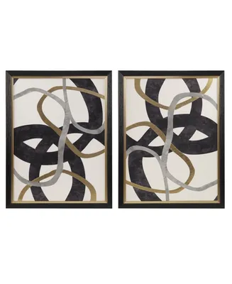 Madison Park Moving Midas Abstract Foil Framed Canvas Set, 2 Piece