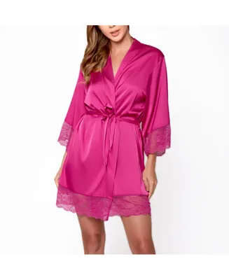 Women's Naomi Silky Satin with Lace Robe
