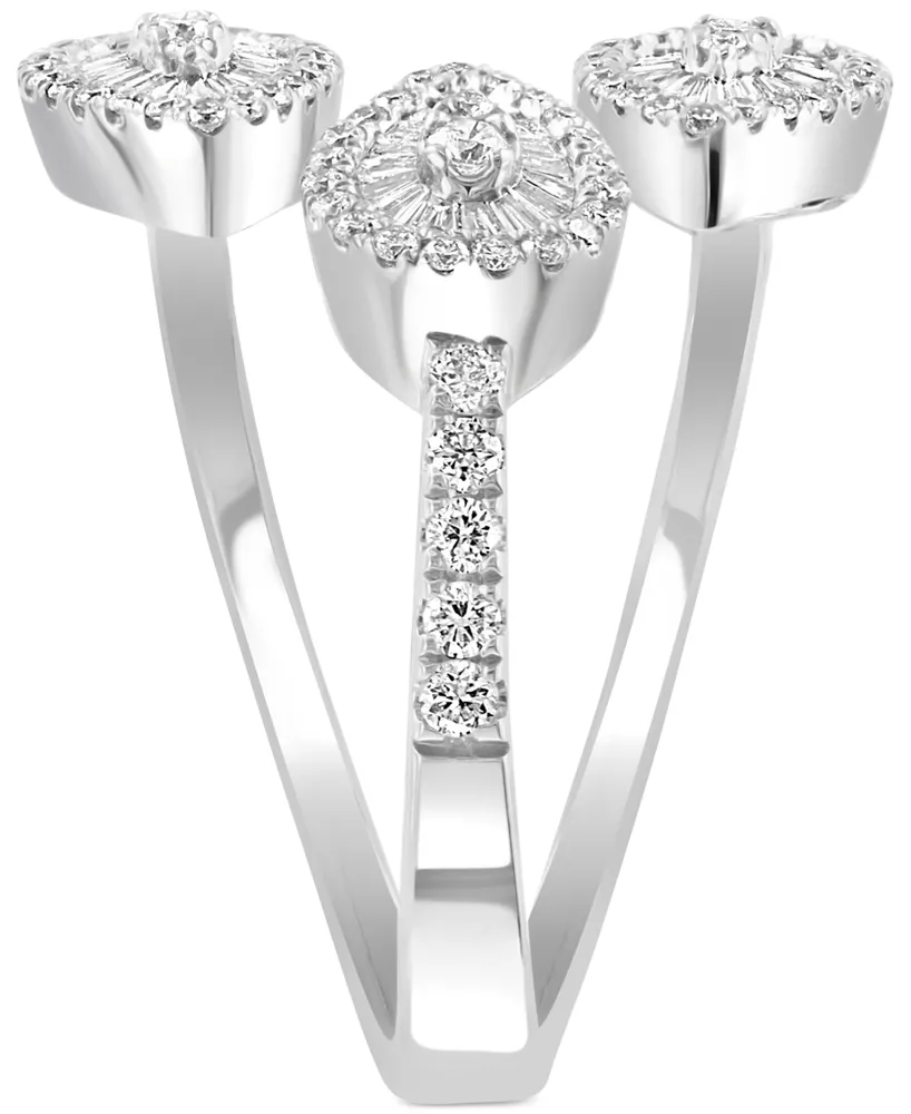 Effy Diamond Triple Baguette Cluster Statement Ring (5/8 ct. t.w.) in 14k White Gold