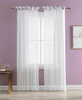 Closeout! Betsey Johnson Solid Sheer 2 Piece Tie Top Drapes Set, 74" x 84"