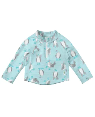 green sprouts Toddler Boys Long Sleeve Zip Rashgaurd Shirt - Light Aqua Blue