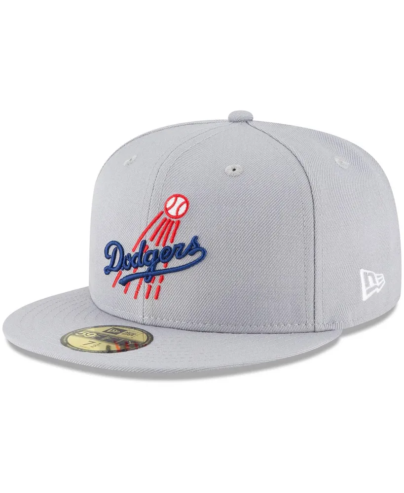 Men's New Era Gray Los Angeles Dodgers Cooperstown Collection Logo 59Fifty Fitted Hat