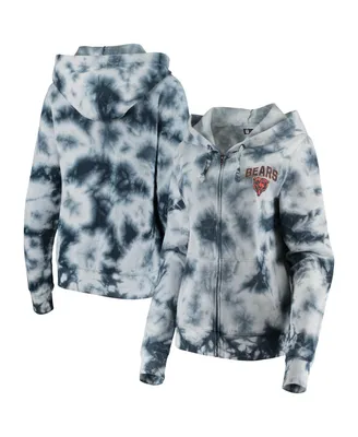 Women's New Era White Chicago Cubs Tie-Dye Full-Zip Hoodie 