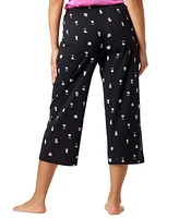 Hue Women's Sleepwell Printed Knit Capri Pajama Pant Made with Temperature Regulating Technology
